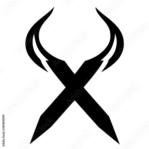 Silhouette of the letter X with horns