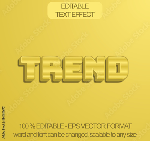 Editable text effect in bold yellow trend style