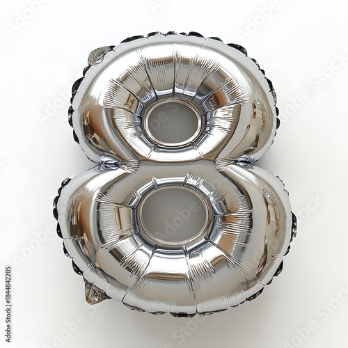 Cheerful Inflated Metallic Silver Balloon Number Eight Celebration