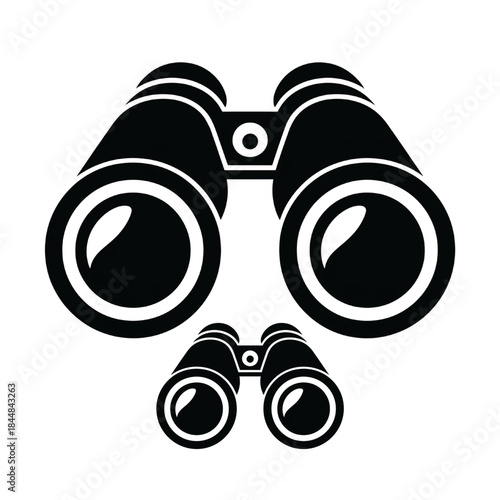 Binoculars Icon Vector – Black Optical Viewing Symbol Illustration