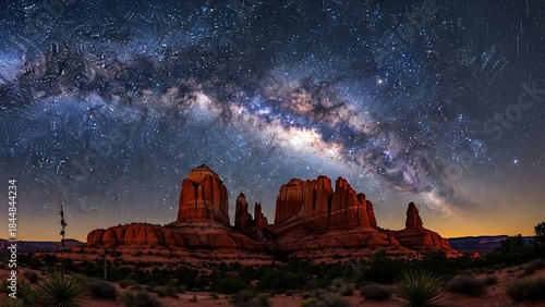 Milky Way over Sedonas Cathedral Rock - A Nighttime Spectacle.