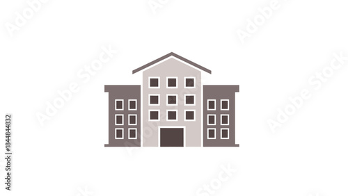 Modern Building Facade with Multiple Windows and Entrance.