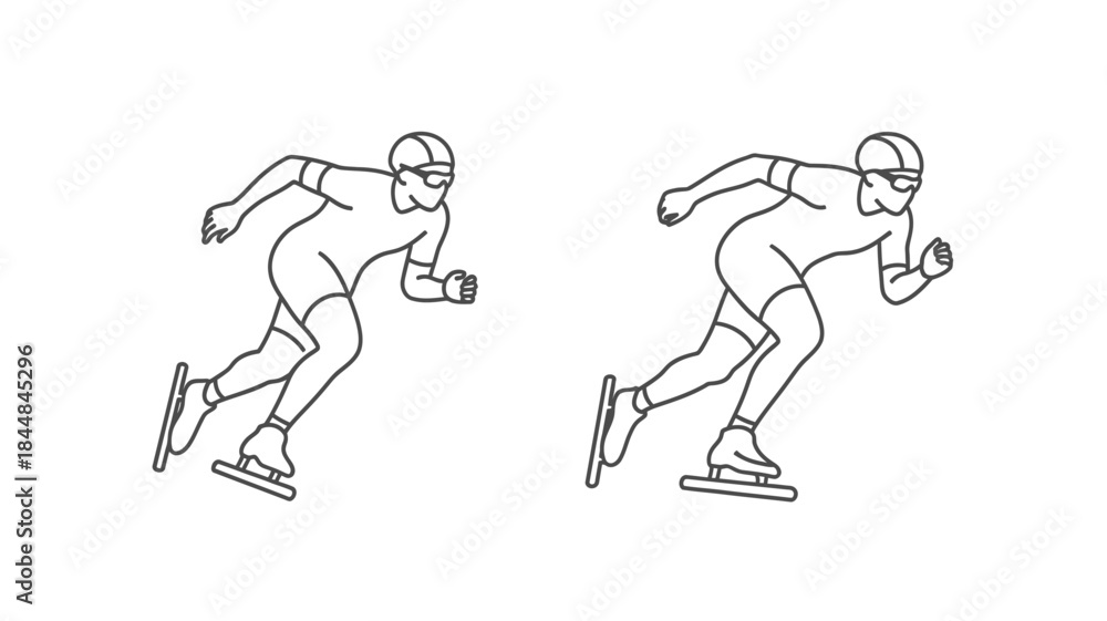Naklejka premium Two runners in dynamic poses line art illustration showcasing athletic movement silhouette