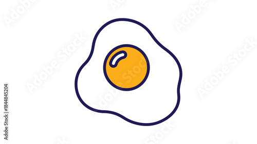 Simple illustration of a fried egg with a dark outline silhouette
