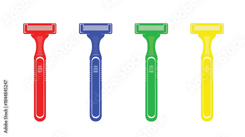 Four colorful razors displayed in a row a striking visual silhouette