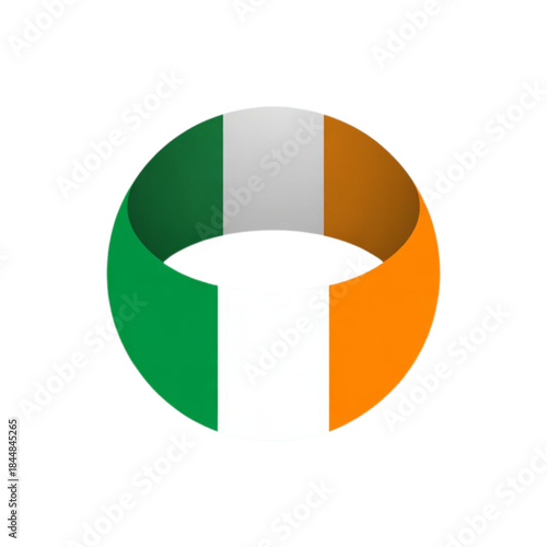 Abstract ring shape featuring the vibrant colors of the irish flag