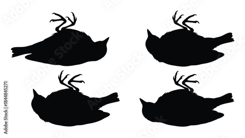 Four black bird shapes in flight a simple and elegant silhouette