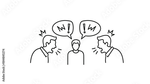 sketch of people in discussion with speech bubbles a simple silhouette