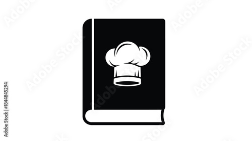 A black cookbook with a chef s hat design a striking silhouette