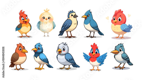 set of cartoon birds