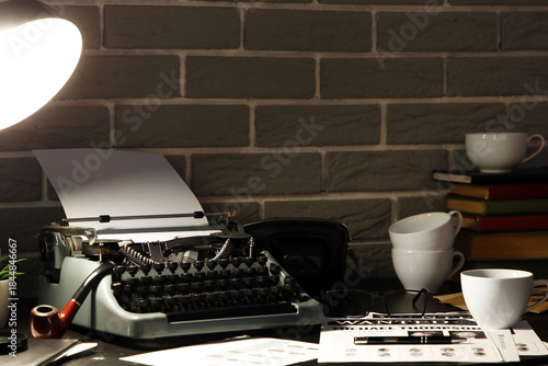 Vintage typewriter with wan...
