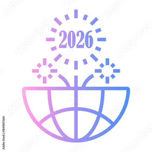 new year Line Gradient Icon
