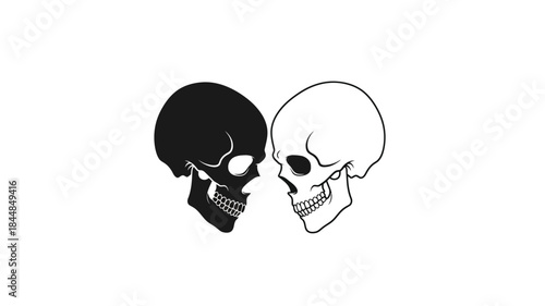 Two skulls facing each other a study in contrasting forms silhouette