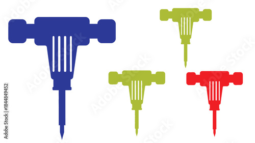 Colorful jackhammer tools in distinct shapes a striking silhouette