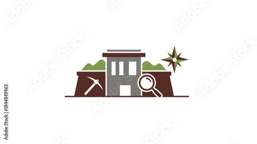 Geological Survey Building with Tools and Compass.