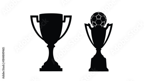Black trophy and soccer ball graphic a winning sports composition silhouette