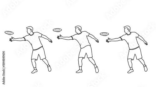 Frisbee throw progression illustrated with a dynamic human figure silhouette