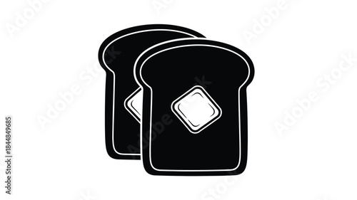 Two slices of bread stacked together a simple food illustration silhouette