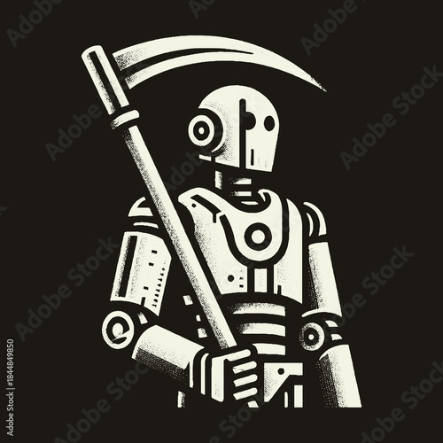 Robot Reaper with Scythe: A Technological Grim Harbinger.