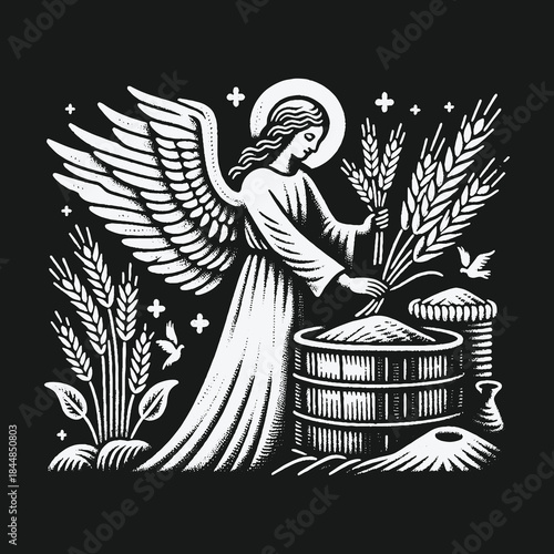 Angel Harvesting Wheat: A Symbol of Abundance and Faith.