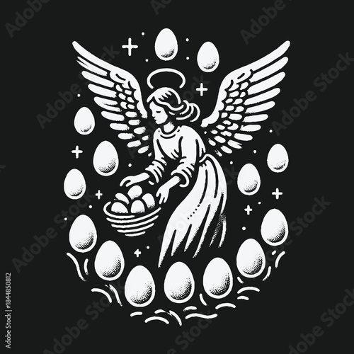Angel with Eggs: Divine Symbolism and Fertility.