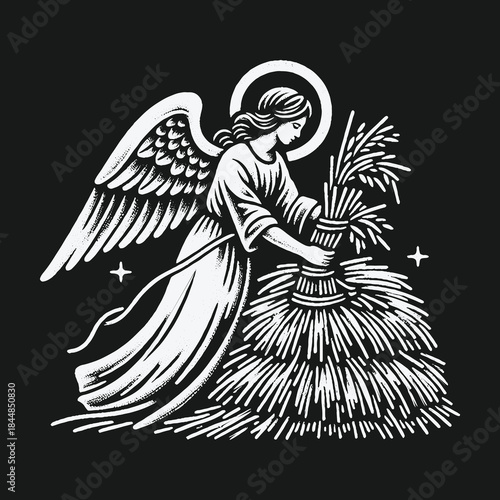 Angel Harvesting Wheat: A Symbol of Abundance and Faith.