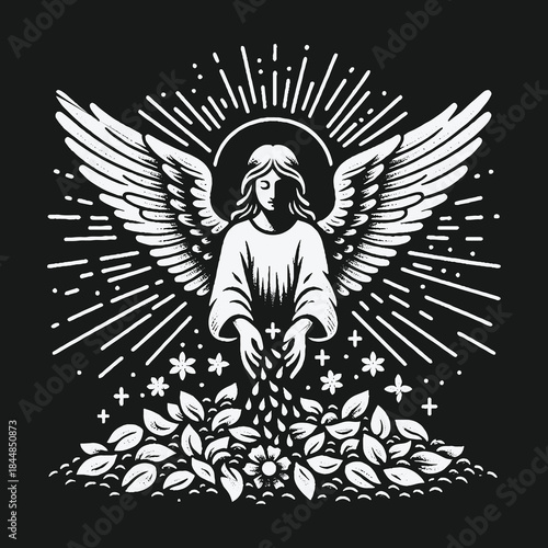 Angel of Grace: A Divine Illustration of Serenity and Blessing.