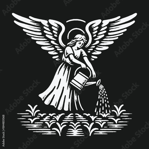 Angel Watering Garden: A Symbol of Nurturing and Growth.