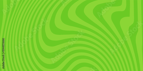 Abstract horizontal background with bright green waves. Trendy vector illustration in retro style of the 60s and 70s.