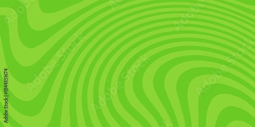 Abstract horizontal background with bright green waves. Trendy vector illustration in retro style of the 60s and 70s.