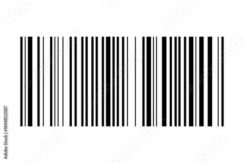 Barcode sticker template isolated on white background. Bar code mockup. Visual data digital representation with product or event information. Vector graphic illustration