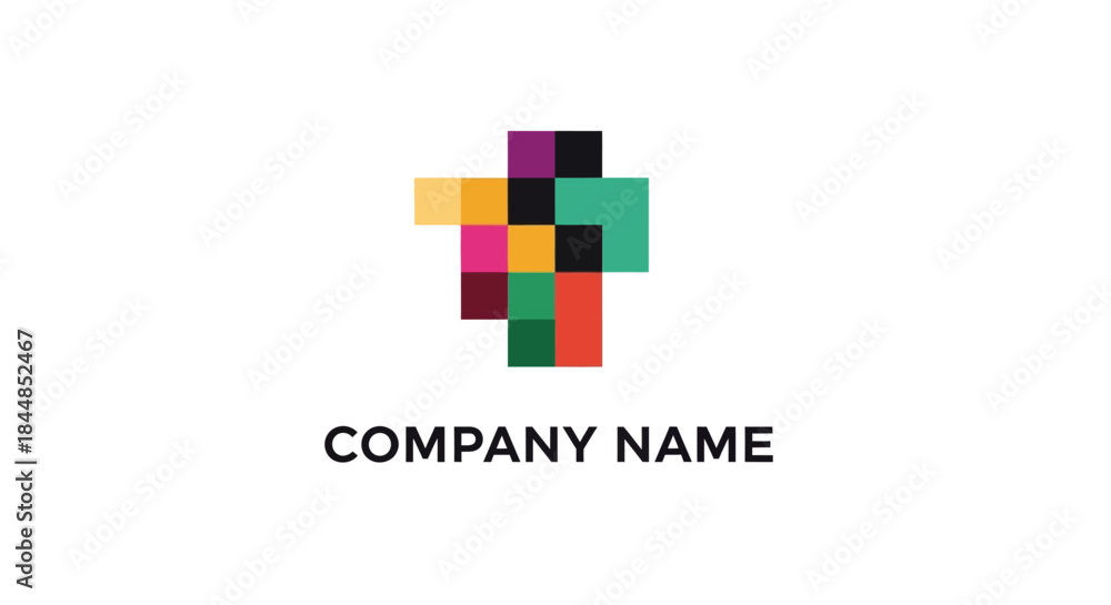 Obraz premium Abstract Logo Design with Colorful Squares and Geometric Shapes for Modern Branding.