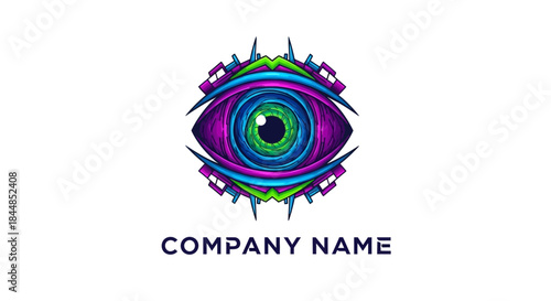 Abstract Eye Logo Design with Vibrant Colors and Intricate Details.