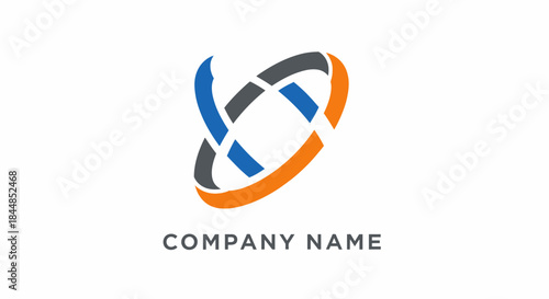 Free Download Abstract Logo Design with Intertwined Rings in Blue, Gray, and Orange. - GFXLoad