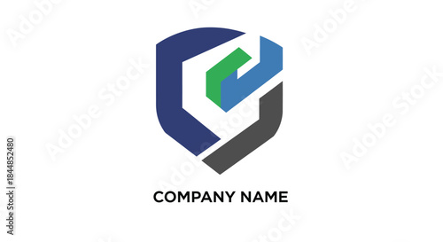 Free Download Abstract shield logo design with geometric shapes and modern style. - GFXLoad