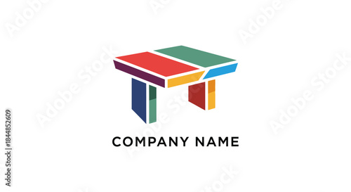 Colorful Abstract Table Logo Design with Geometric Shapes and Modern Style.