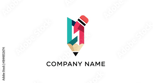 Colorful Pencil Logo Design with Geometric Shapes and Modern Aesthetic. Free Download Colorful Pencil Logo Design with Geometric Shapes and Modern Aesthetic. - GFXLoad