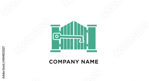 Green Gate with Key Logo Design for Security Company.