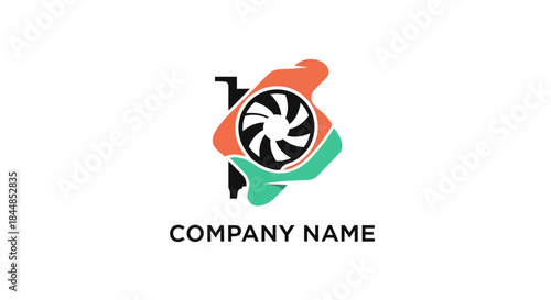 Modern Logo Design with Abstract Shape and Turbine Symbol.