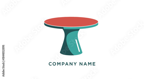 Stylish Round Table with Red Top and Teal Base for Modern Furniture Design.