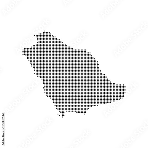 dotted halftone black silhouette of saudi arabia map isolated. saudi arabia country map for travel and presentation. saudi arabia halftones map vector illustration.  world maps circle. global map.