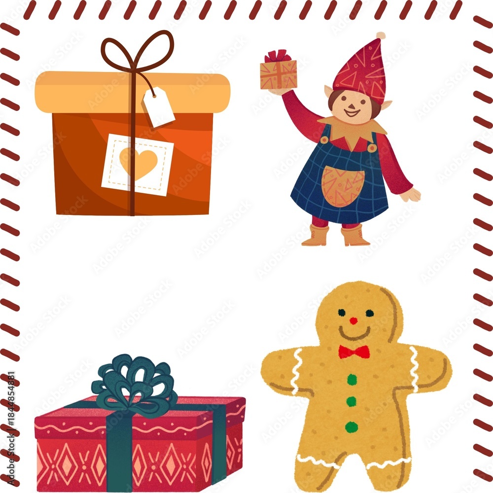 Obraz premium Christmas Holiday Elements Illustration 