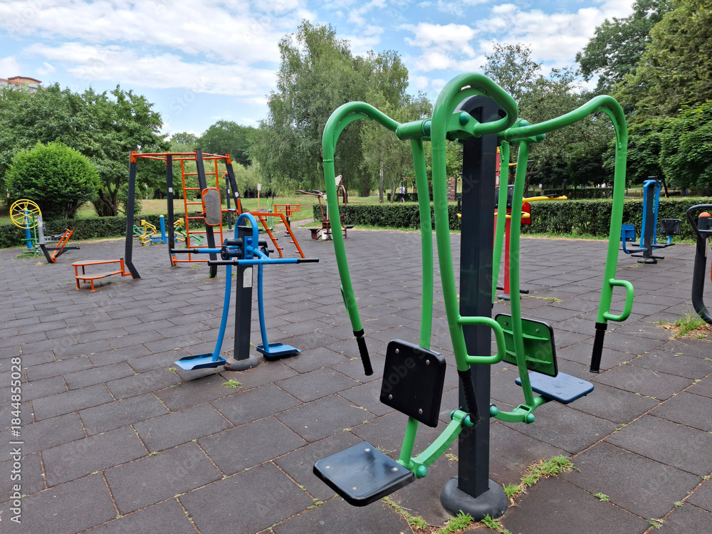 Fototapeta premium Many-coloured exercise equipments for physical activity