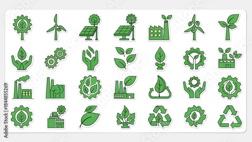 Eco-Friendly Industry Icons of Renewable Energy and Sustainable Growth
