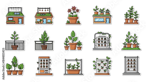 Sustainable Living Vertical Garden Illustrations for Urban Greening