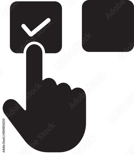 Hand clicking a checkbox with a checkmark