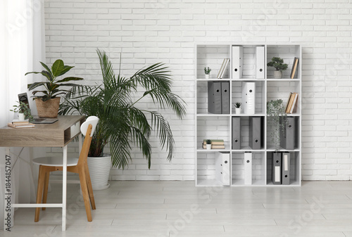 Interior of office with she...