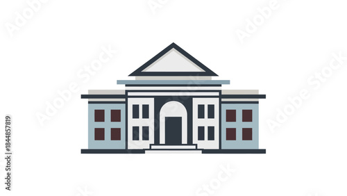 Modern Government Building Facade with Classical Architectural Elements.