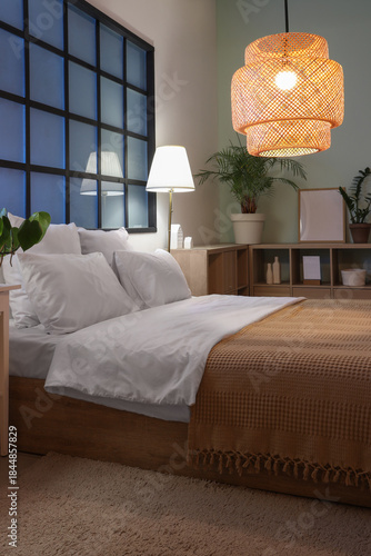 Interior of bedroom with co...
