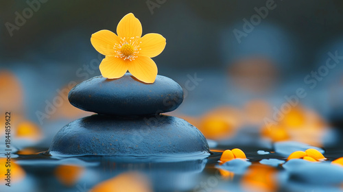 Wallpaper Mural stones orchid and water in a restful state of being Torontodigital.ca